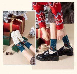 Набор шерстяных носков в коробке 5 штук Новогоднее АССОРТИ