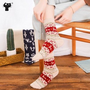 Шерстяные носки с оленями НАБОР 5 пар (Размер 36-39)