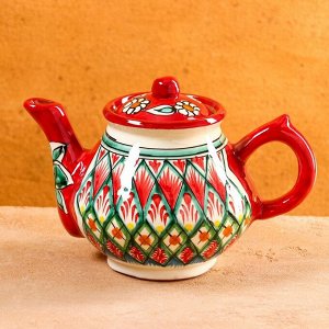 Чайник Риштанская Керамика "Узоры", 700 мл, красный 7830817
