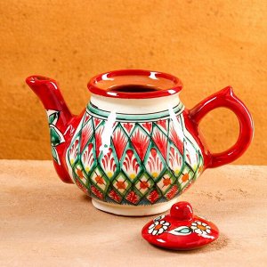 Чайник Риштанская Керамика "Узоры", 700 мл, красный  7830817