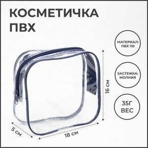 Косметичка на молнии, цвет синий