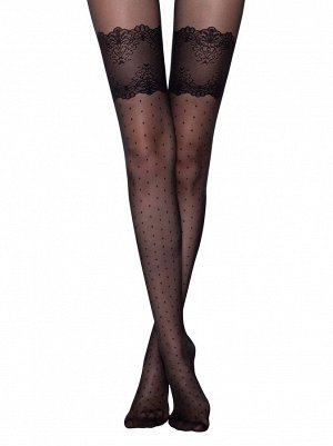 Seduction Колготки в точку с имитацией чулок