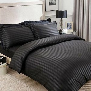 Комплект постельного белья СТРАЙП САТИН PREMIUM цвет Черный 2 спальный