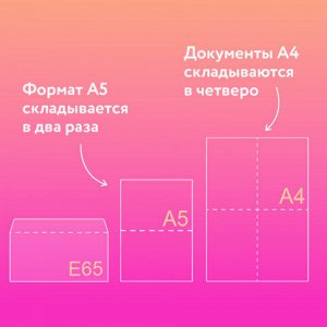 Конверты Е65 (110х220 мм), клей, "Куда-Кому", 80 г/м2, КОМПЛЕКТ 50 шт., клапан автомат, внутренняя запечатка, 207.50