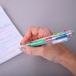 Ручка многоцветная шариковая автоматическая 8 ЦВЕТОВ, узел 0,7 мм, в дисплее, BRAUBERG KIDS, 143937