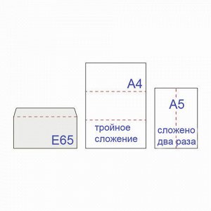 Конверты E65 (110х220 мм), отрывная лента, "Куда-Кому", 80 г/м2, КОМПЛЕКТ 1000 шт., внутренняя запечатка Е65.02СКК