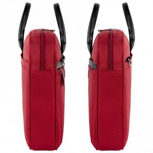 Сумка-портфель BRAUBERG с отделением для ноутбука 15,6", "Dialog", 3 кармана, красная, 40х30х7 см, 240462
