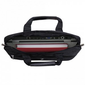 Сумка-портфель BRAUBERG с отделением для ноутбука 15,6", "Tempo", карман, черная, 40х30х4 см, 240453