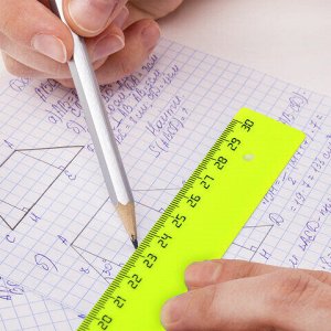 Линейка пластиковая 30 см, ПИФАГОР, неоновая, ассорти, 210608