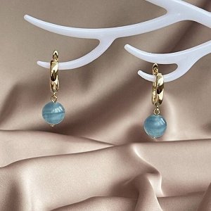 Серьги из голубого "Карибского"  Кальцита