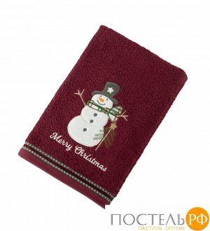Полотенце Arya с Вышивкой Рождество 30x50 Snowman Бургунди Бургунди