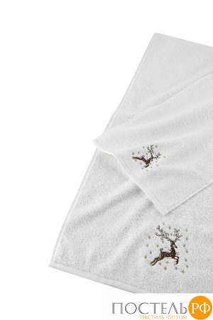 Полотенце Arya с Вышивкой Рождество 30x50 Happy Deer Белый Белый