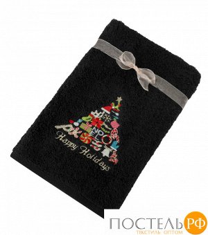 Полотенце Arya с Вышивкой Рождество 30x50 Happy Holidays Черный Черный
