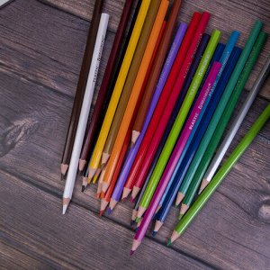 Карандаши цветные BRAUBERG PREMIUM, 24 цвета, пластиковые, шестигранные, грифель мягкий 3 мм, 181668