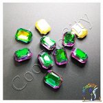 Стразы хрустальные Восьмиугольник 6х8 мм, зеленый хамелион (10 штук)