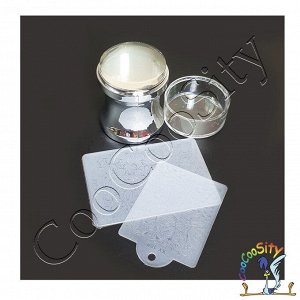 штамп для стемпинга Серебро + 2 скрапера, 5,5х3,5 см