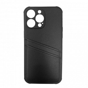 Чехол-накладка с карманом для пластиковых карт "Кожаный" для iPhone 13