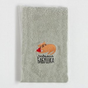 Полотенце махровое «Этель. Любимая бабушка», 35x50 см, хлопок 100%, зелёное
