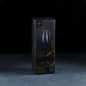 Бокал стеклянный для вина Magistro «Идеал», 550 мл, 10?27,5 см, цвет чёрный