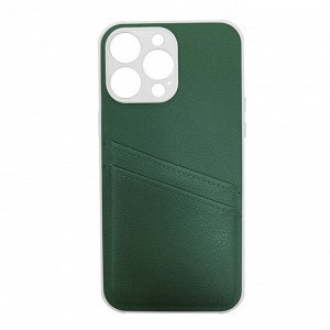 Чехол-накладка с карманом для пластиковых карт "Кожаный" для iPhone 13