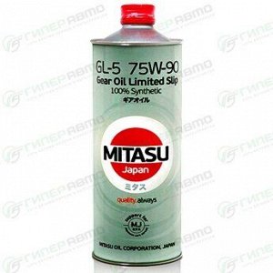Масло трансмиссионное Mitasu Gear Oil LSD 75w90, синтетическое, API GL-5/MT-1/PG-2, для дифференциалов и раздаточных коробок, 1л, арт. MJ-411/1