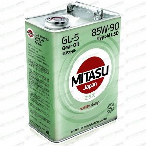 Масло трансмиссионное Mitasu Gear Oil LSD 85w90, минеральное, API GL-5, для дифференциалов, 4л, арт. MJ-412/4