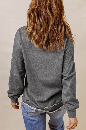 Серый пуловер свободного кроя с необработанным краем