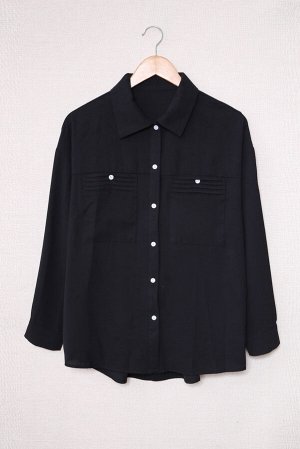 Черная сорочка с нагрудными карманами