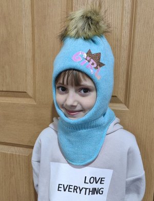 Шапка шлем для девочки. Цвет желтый