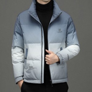 Куртка мужская зимняя с двумя боковыми карманами, цвет градиент серый/синий