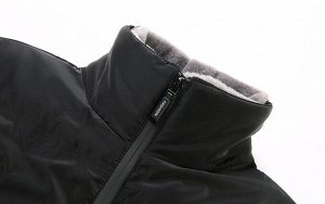 Куртка (пуховик) мужская без капюшона, нагрудный карман, боковые карманы на молнии, меховой ворот-стойка, цвет хаки