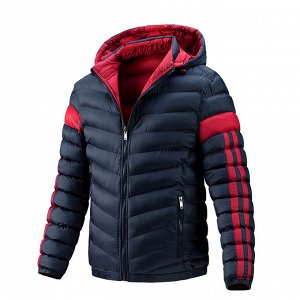 Куртка мужская двухсторонняя, зимняя, с капюшоном  (отстегивается), цвет темно-синий/красный