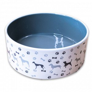 Миска Mr.Kranch керамическая для собак с рисунком 350 мл серая