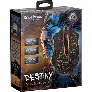 Мышь Defender Destiny GM-918 black, игровая, 3200 dpi, 5 кнопок USB (52918)