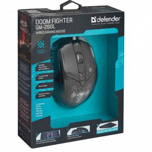 Мышь Defender Doom Fighter GM-260L black, игровая, 3200 dpi, 5 кнопок USB (52260)