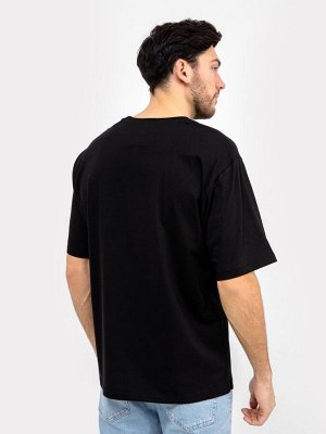 Хлопковая футболка черного цвета с крупным принтом