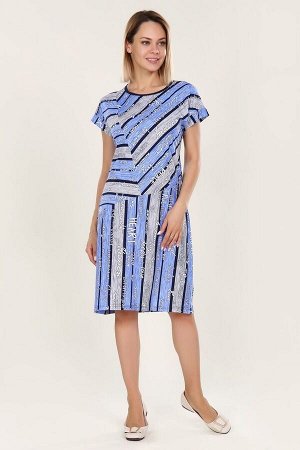 Платье с комбинированным рисунком - Саломи - 423 - серо-голубой