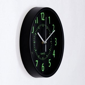 Часы настенные "Зеленый глаз", дискретный ход, d-30 см, светящиеся