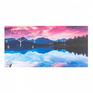 Часы-картина настенные, серия: Природа, "Озеро и горы", 40 х 76 см