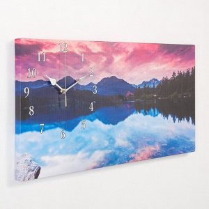Часы-картина настенные, серия: Природа, "Озеро и горы", 40 х 76 см