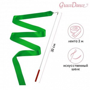 Лента для художественной гимнастики с палочкой Grace Dance, 2 м, цвет зелёный