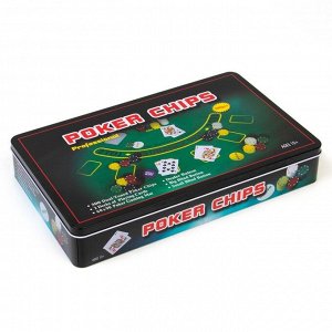 Покер, набор для игры (300 фишек, 2 колоды карт, сукно), с номиналом, 65 х 36 см