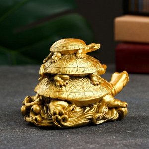 Фигура "3 черепахи" старое золото, 8х11х7см