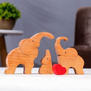 Сувенир-пазл "Семья слонов", 3 шт ,16х10,5 см