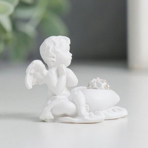 Сувенир полистоун "Белоснежный ангелочек с шариком из страз в сердце" МИКС 3,5х3х3,5 см