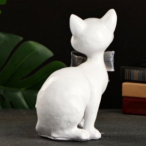 Фигура "Кот с бантом сидит" белый, 23х15см