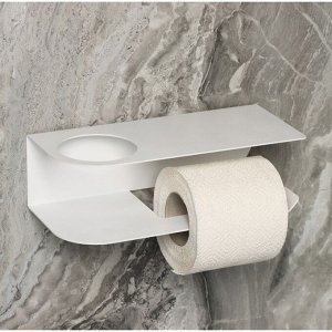 Держатель для туалетной бумаги «Лофт Арт», 23x10 см, с полочкой, цвет белый