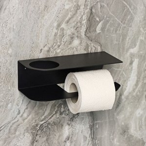 Держатель для туалетной бумаги «Лофт Арт», 23x10 см, с полочкой, цвет чёрный