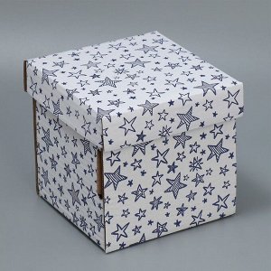 Складная коробка белая «Звёзды», 16.6 х 15.5 х 15.3 см
