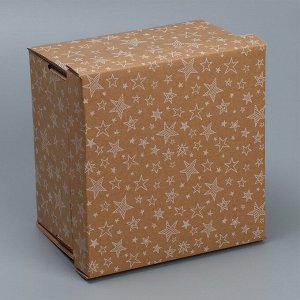 Складная коробка бурая «Звезды», 22х22х15 см